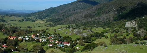 Aerial photo of Central Tilba showing Mount Dromedary